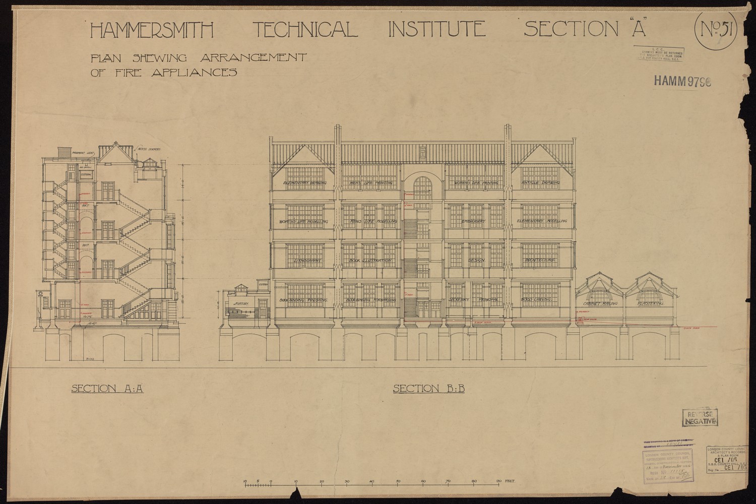Hammersmith Techincal Institute Section A - Plan Showing Arrangement of Fire Appliances