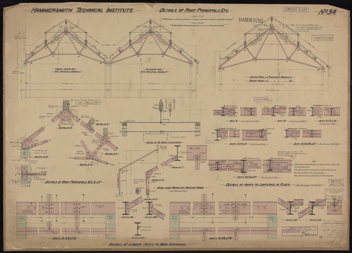 Hammersmith Technical Institute Details of Roof Principles etc.