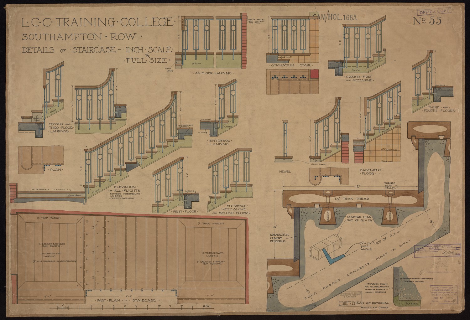 LCC Training College Southampton Row - Details of Staircase  