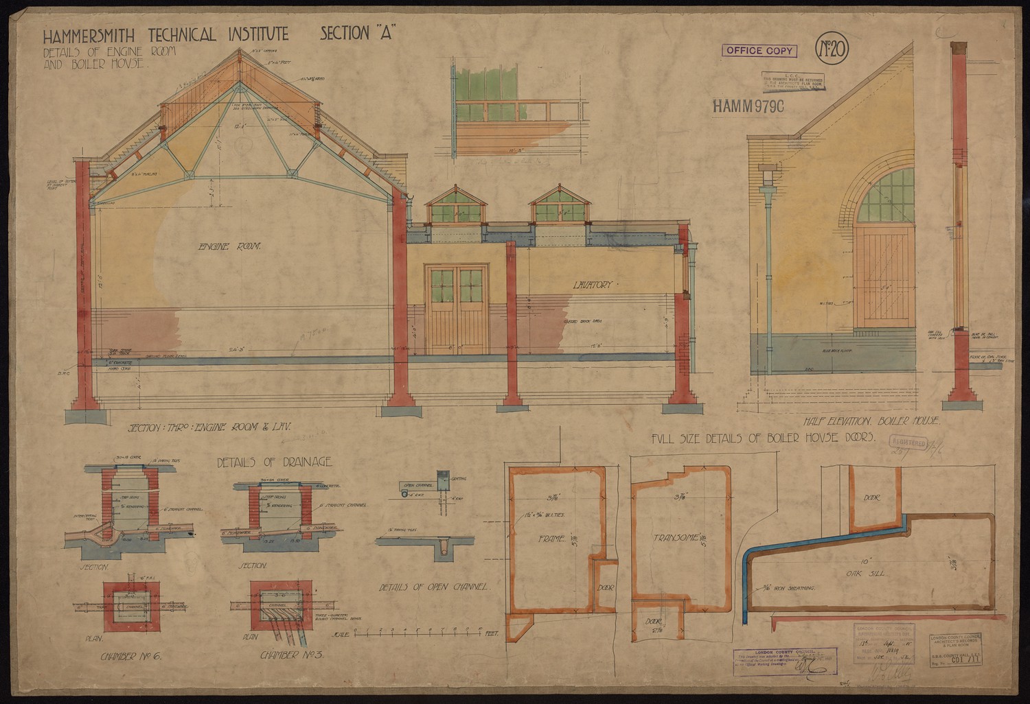 Hammersmith Technical Institute Section A - Details of Engine Room and Boiler House