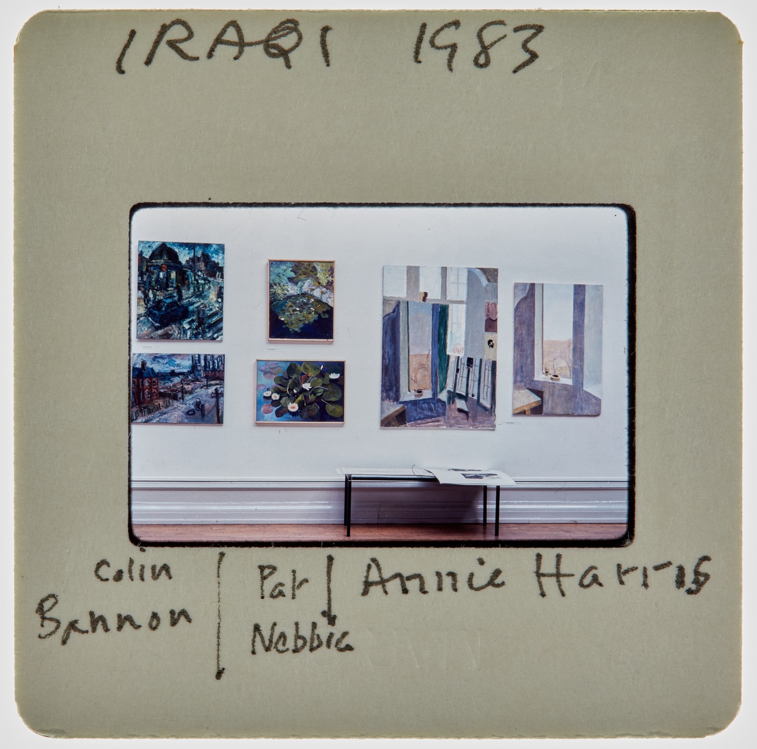 1983 Iraqi Exhibition Slide - 'Colin Bannon', 'Pat Nebbia, 'Annie Harris'