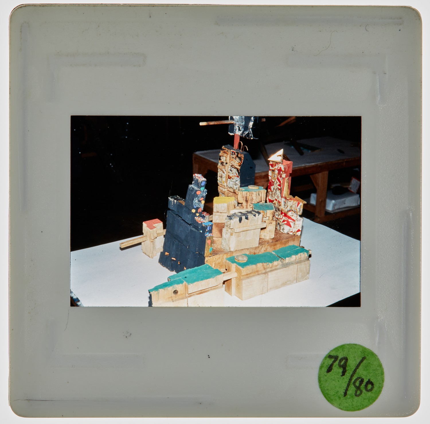1980 1st Year 3D Design: Night Life in Wood Slide Major Task - Creator unknown